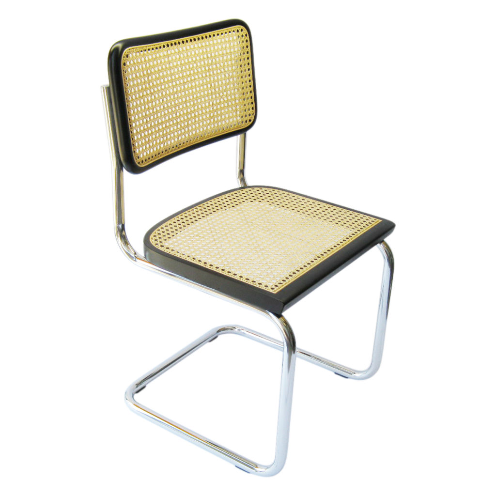 Breuer Chair Company Cesca Cane Side Chair in Chrome and Black