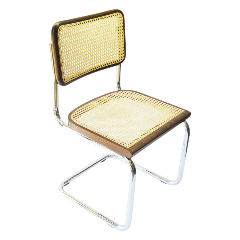 Breuer Chair Company Cesca Cane Side Chair in Chrome and Walnut