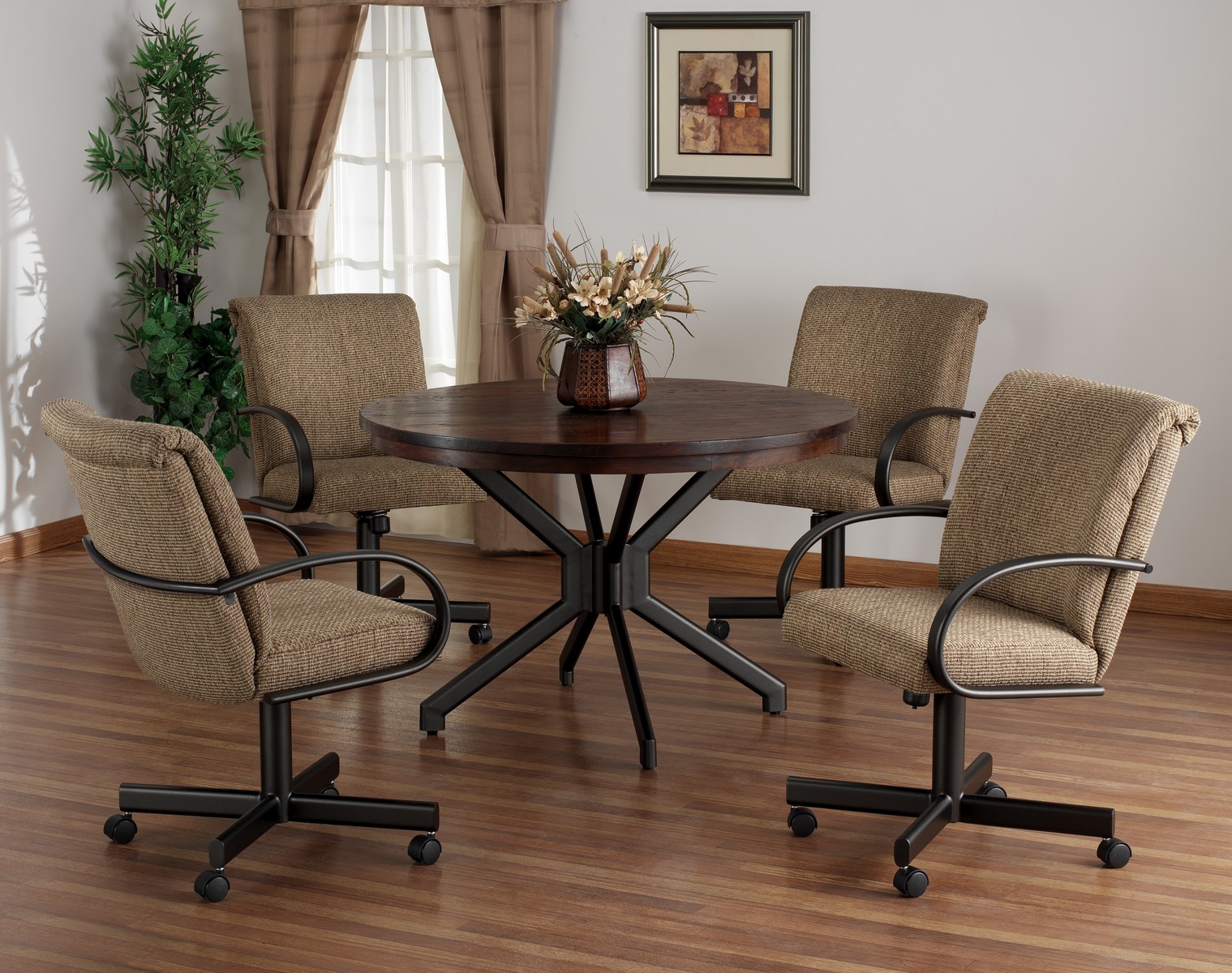 Upholstered Caster Dining Room Chairs